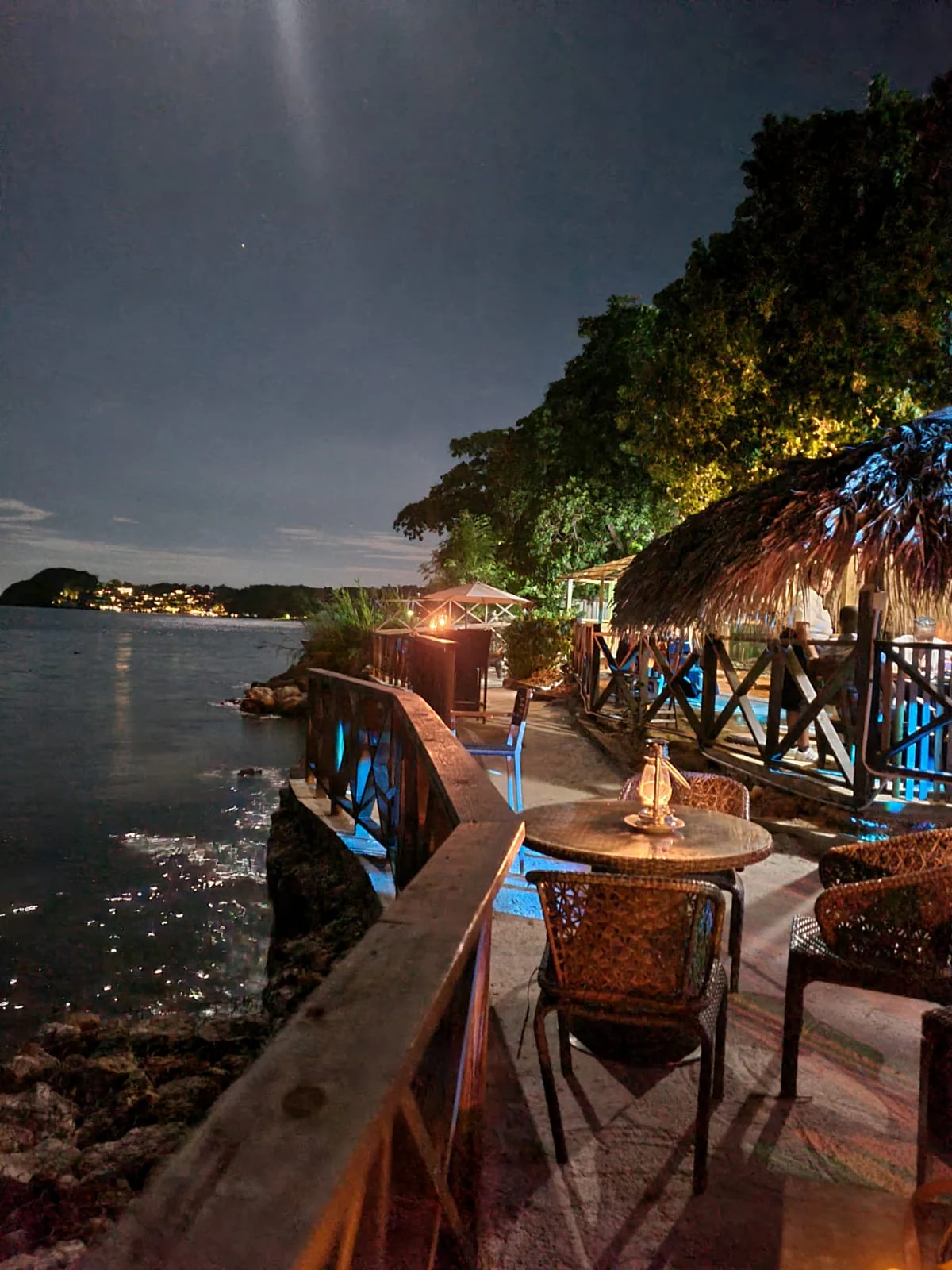 A table set beside the sea at Sky Beach